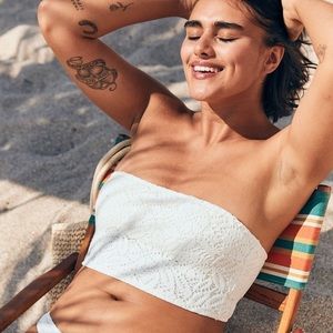 AERIE Longline Bandeau Crochet Bikini Top NEW